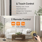 LED Floor Lamp, 27W/2400LM Modern Torchiere Lamp & 7W/ 400LM Reading Lamp