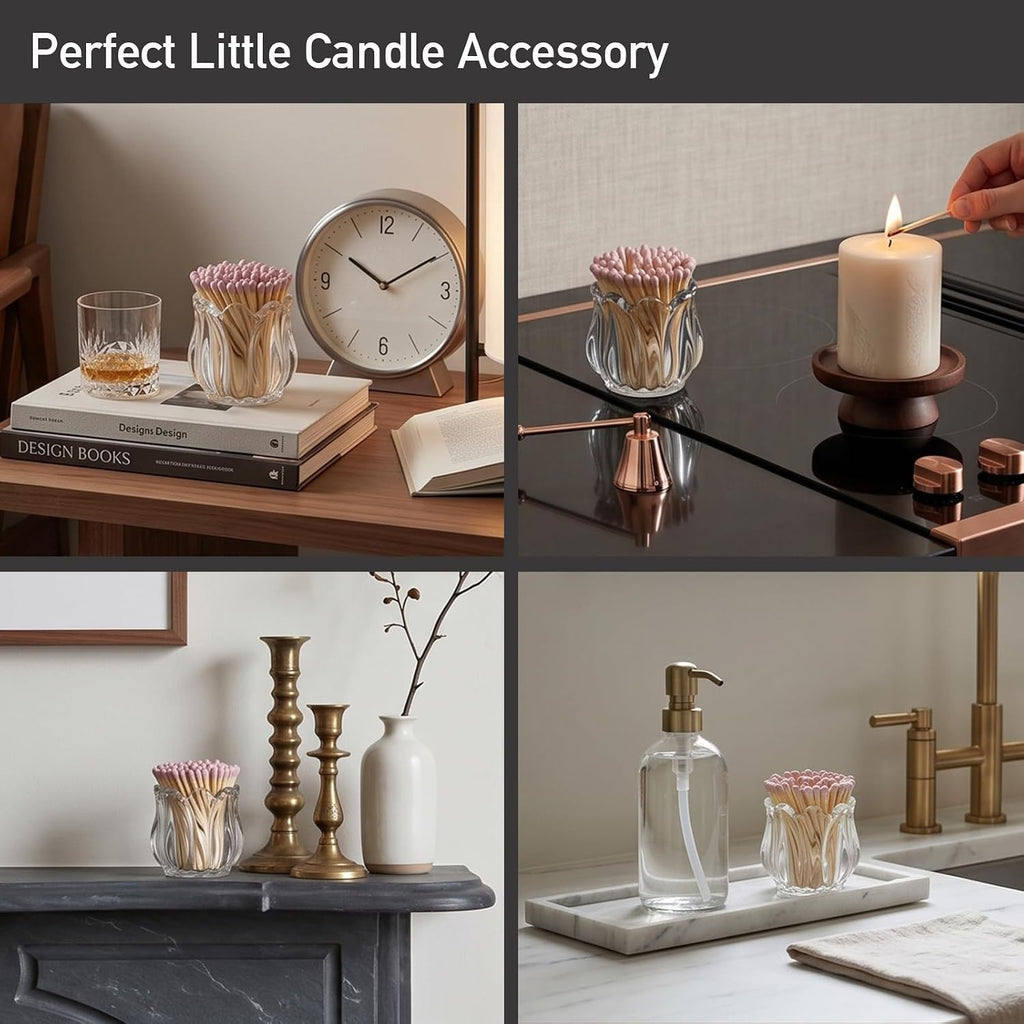 Match Holder with Striker x 4 Match Box Match Jar for Candles