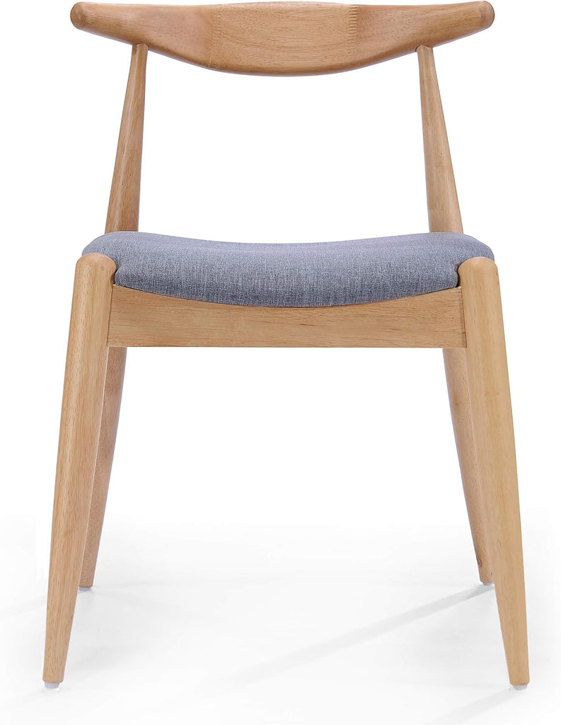 Francie Fabric with Oak Finish Dining Chairs, 2-Pcs Set, Grey / Oak