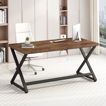 47" Computer Desk, Home Office Work Writing Study Desk, Rustic Brown