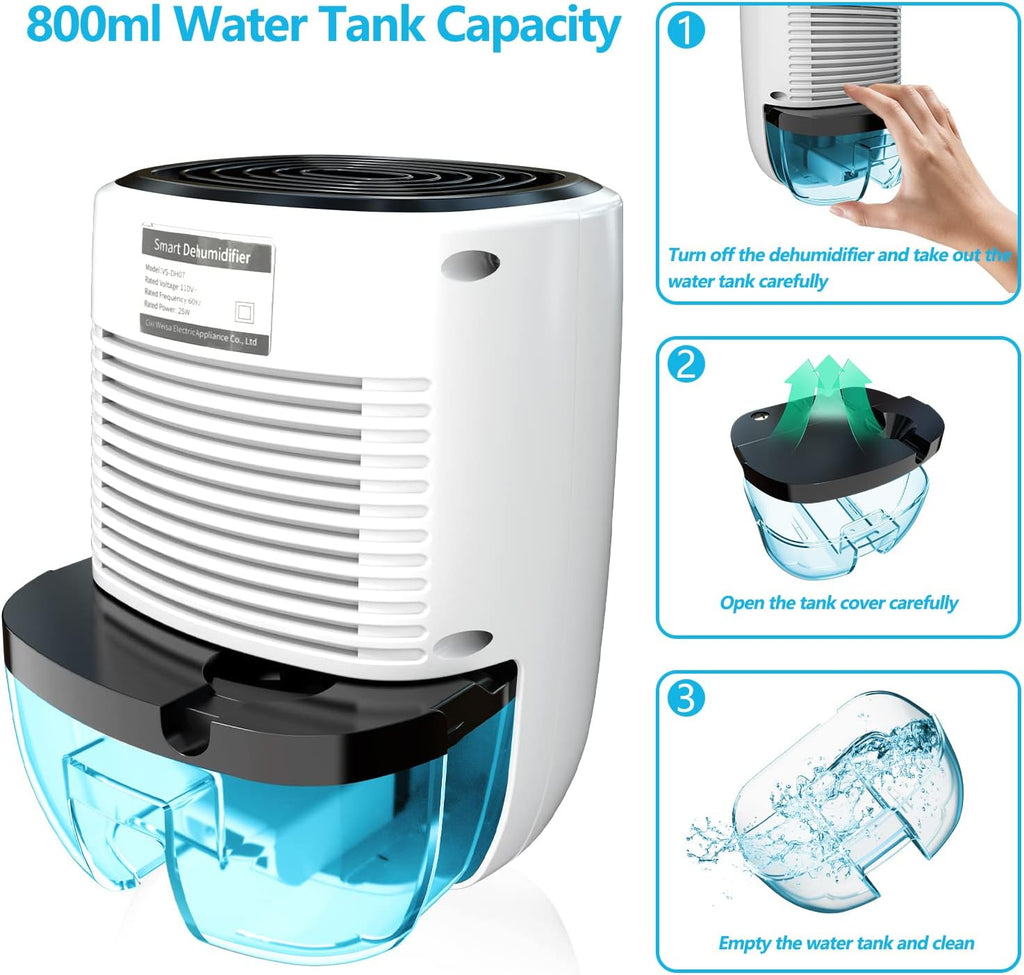 Dehumidifiers for Home 27oz(800ml) Small Auto Shut off Dehumidifiers with Drain Hose