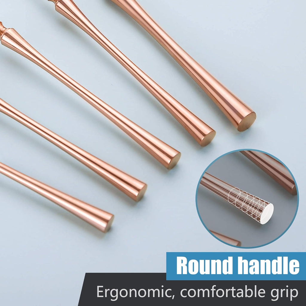 20-Piece Rose Gold Silverware Set for 4,Modern 18/10 Stainless Steel Flatware Set,Unique Rustic Cutlery Utensils Set