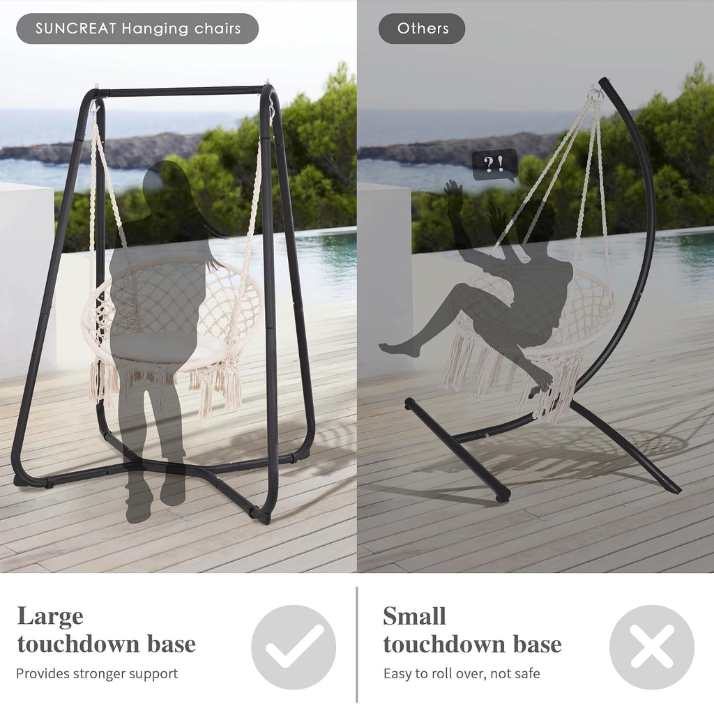 Patio Swing Chair with Stand and Cushion, Heavy Duty Hanging Chair with Stand , 330 lbs Capacity, Patent Pending