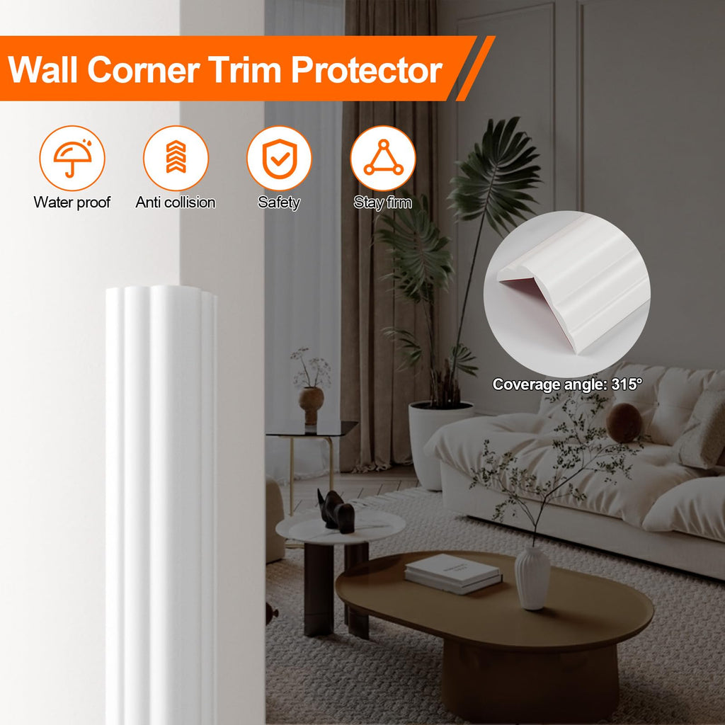 Wall Corner Protector Molding Trim, 1.6 in x 20 ft, White