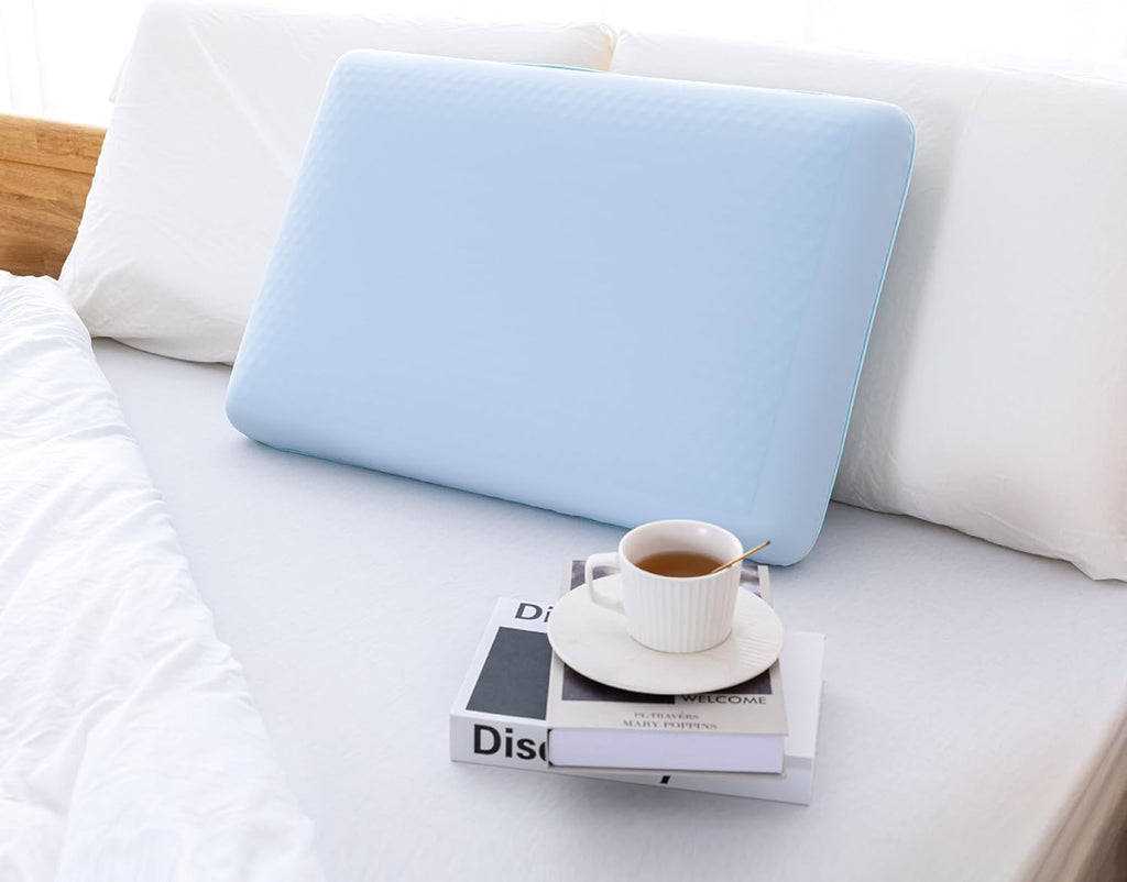 Cooling Gel Memory Foam Pillow, Reversible Design, Neck Support | For Side, Back & Stomach Sleepers, Removable
