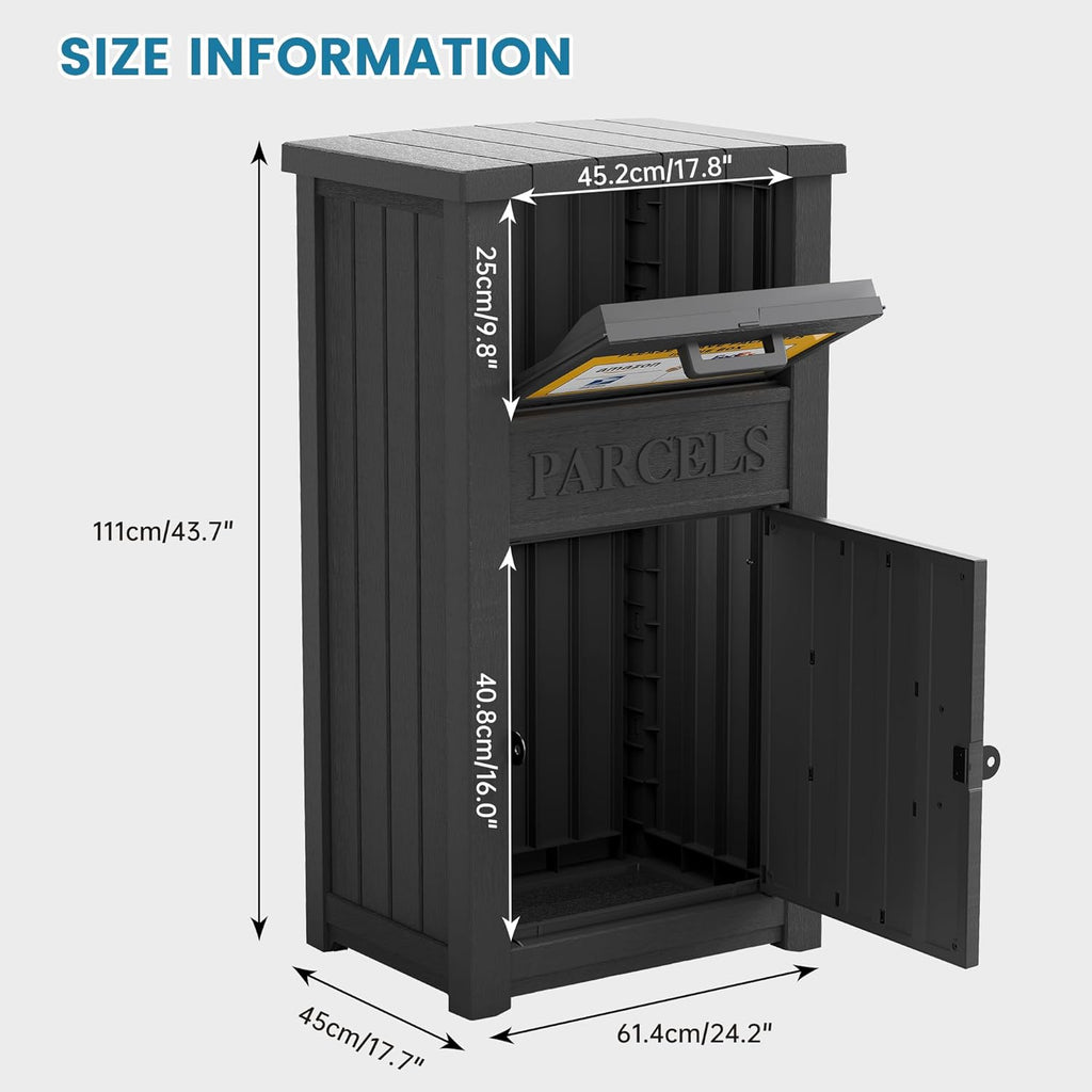 Package Delivery Box with Sign, Large Lockable & Weatherproof Anti-Theft Parcel Drop Box Storage