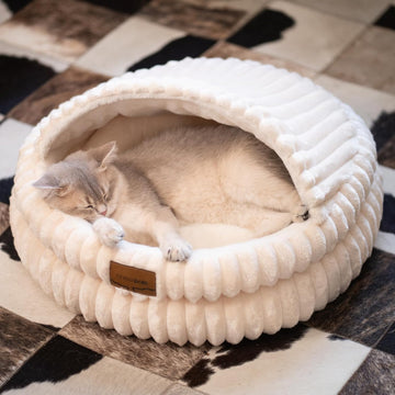 Cat Cave Bed for Indoor Cats, Washable Covered Cat Bed Hooded Kitty Bed Soft Fluffy Pet Bed for Puppy and Small