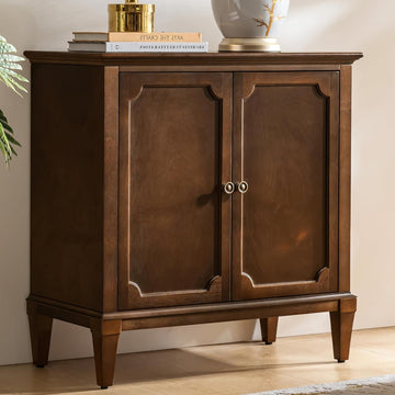 Accent Storage Cabinet with Adjustable Shelf, 2-Doors Transitional Sideboard Buffet with Solid Wood Legs & Vintage