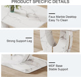 63" Faux Marble Dining Table, Modern Rectangular Kitchen Table with 1.8'' Thick MDF Tabletop, Rounded Corners, Stable