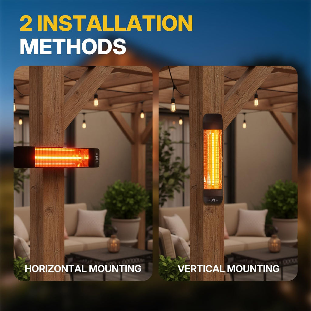Outdoor Heater Electric 1500W Infrared Patio Heaters Smart Control with 24H Timer, IP65 Waterproof, Wall or Ceiling