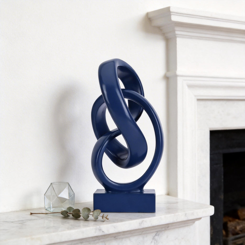 Modern Abstract Knot Sculpture, Artistic Mobius Inspired Resin Decor, Elegant Home and Office Decor, (Blue)