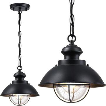 Outdoor Hanging Lights, Farmhouse Exterior Pendant Light Lantern with Adjustable Chain