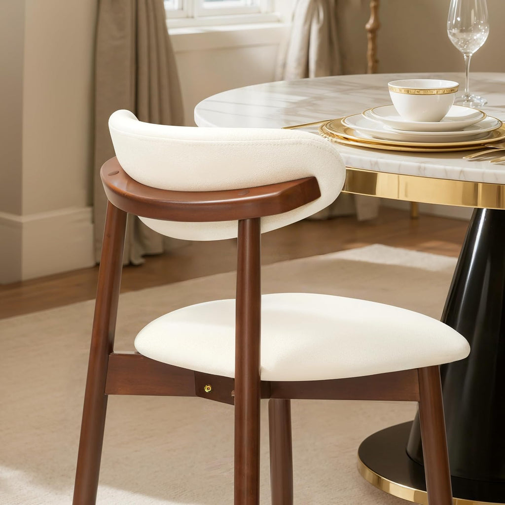 Dining Chairs Set of 4, Upholstered Wooden Dining Room Chairs, Mid Century Modern Fabric Kitchen Chair with Ergonomic
