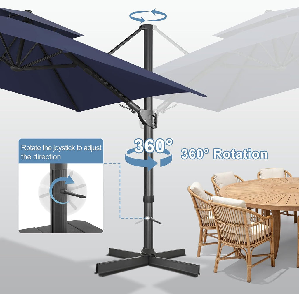 10x10 FT Square Cantilever Patio Umbrella