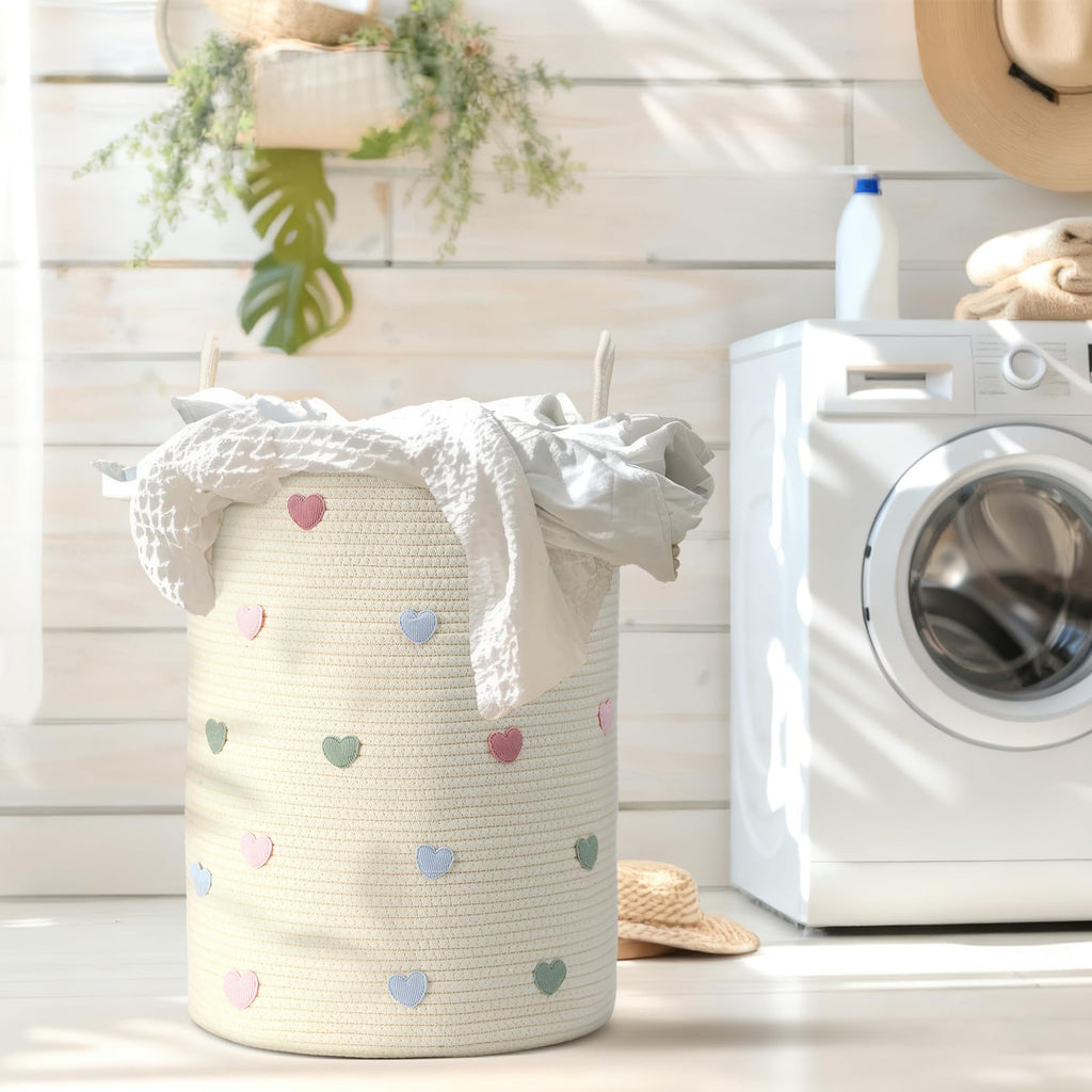 Macaron Heart Nursery Hamper Cotton Rope Basket