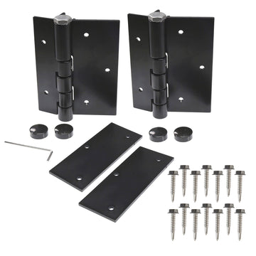 Pair of Aluminum Black Self-Closing Fence Gate Hinges for Aluminum | Vinyl | Iron | Wood Gates (Black)