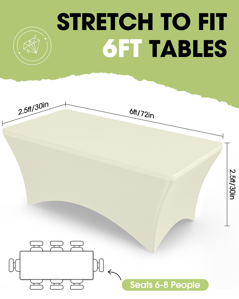 Spandex Tablecloth 6ft 2 Pack Ivory