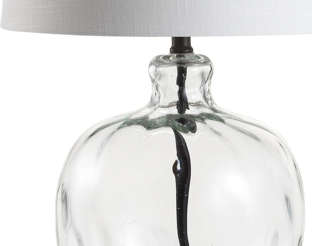 26.5" Clear Glass and Black Metal LED Table Lamp
