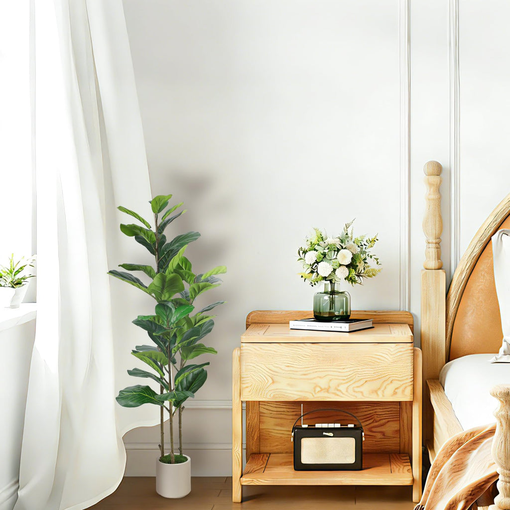 4ft Artificial Fiddle Leaf Fig Tree with Green Moss