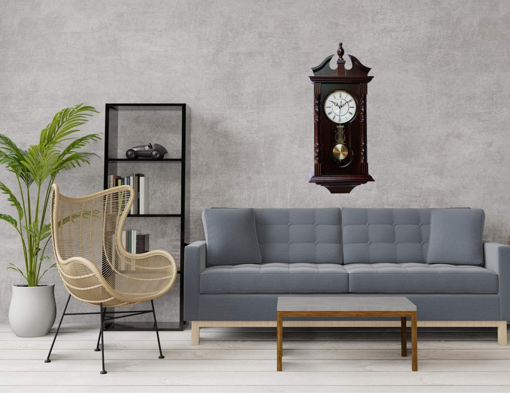 Wall Clocks: Grandfather Wood Wall Clock with Chime. Pendulum Wood Traditional Clock. Makes a Great Housewarming or Birthday Gift Wall...