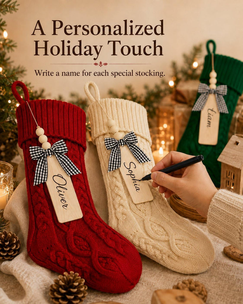 18 Inch Christmas Stockings, 10 Pack Red White Green Khaki Navy - Set of 10
