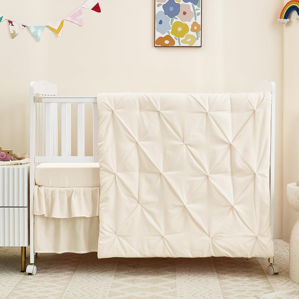 3-Piece Crib Bedding Set for Girls Boys - Ultra Soft & Skin Friendly Baby Bedding Crib Set Includes Crib Comforter