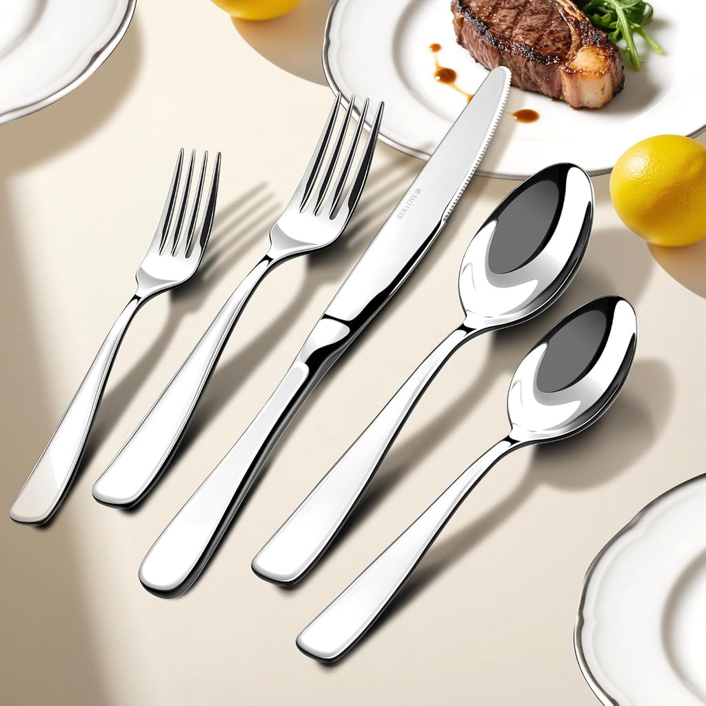Silverware Set for 8, 40-Piece 18/10 Stainless Steel Flatware Utensils Cutlery Set