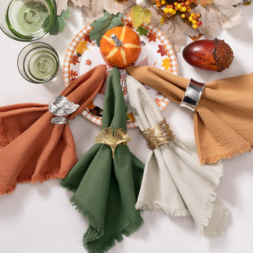 Thanksgiving Fall Cotton Linen Washable Cloth Napkins Set of 12