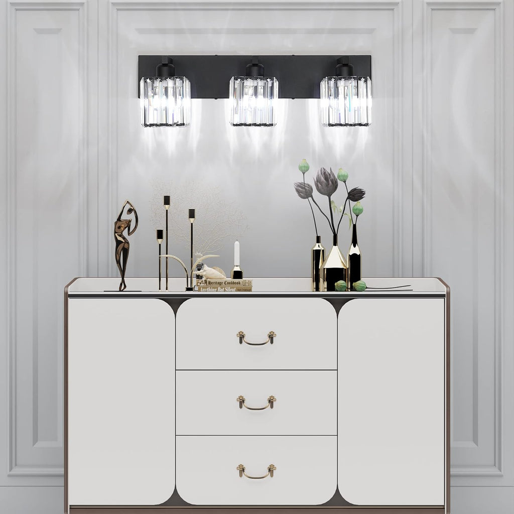 Black Vanity Light Bathroom Lighting Fixtures 3 Light Crystal Modern Bathroom Vanity Light (Exclude Bulb)