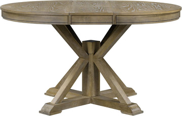 Extendable Round Dining Table for 4-8, Farmhouse 42"-54'' Expandable Kitchen Table with Removable Leaf and Pedestal