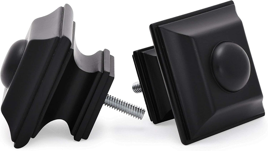 Drapery Treatment Window Curtain Rod - Square Design 1 1/8 Rod. 28 to 48 Inch. Black