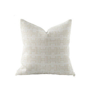 20x20'' Inches Throw Pillow Cushion Cover - Emma Beige Tawny Birch Stripe Pattern Series Luxury Couch Sofa Pillow