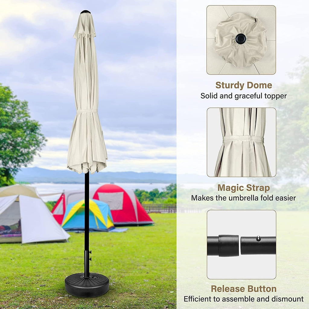 9FT Outdoor Patio Umbrella Table Market Umbrella with Push Button Tilt and Crank, 8 Sturdy Ribs - Ft-creamy White