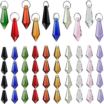 50 Pcs 38mm Multi-Color Crystal Icicle Prisms Chandelier Hanging Lamp Decor - Multi-Color Crystal Icicle Pendants Sun