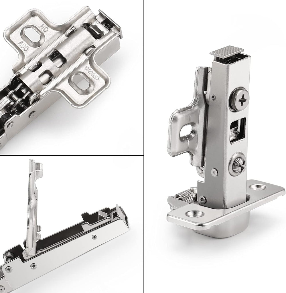 CHR093 105 Degree Soft Closing European Full Overlay Concealed Hinge with Mounting Plate,1 Pair