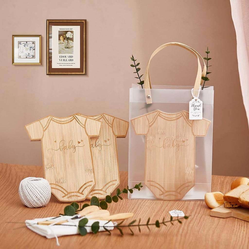 Baby Shower Prizes for Game Winners Bodysuit Shaped Cheese Board Gift with Spoons Butter Spreaders Gift Bags Kitchen