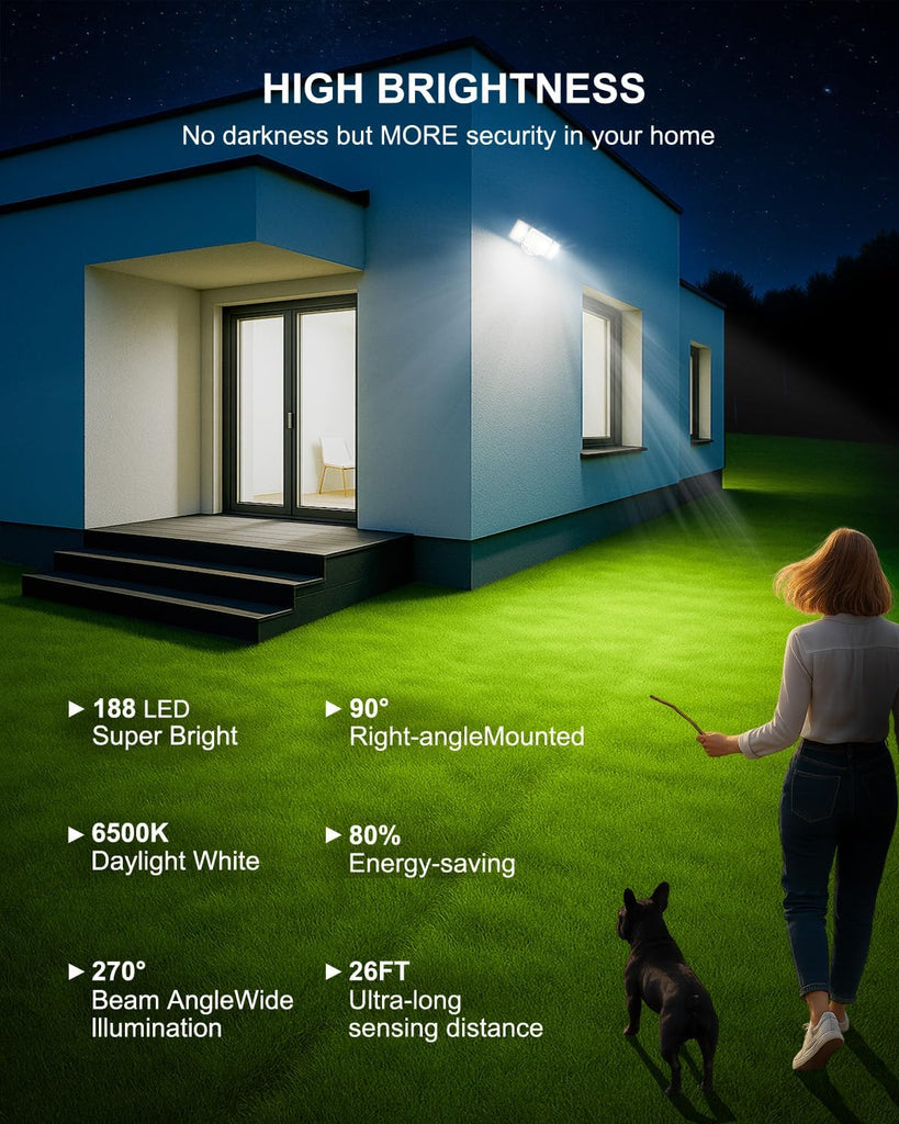 Motion Sensor Light Outdoor, 4200LM Hardwired Security Light, White | 3-Mode Remote Control, 26 ft PIR Detection