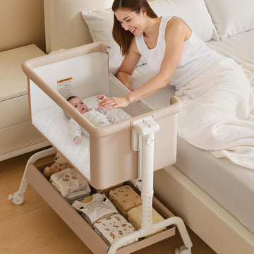 3-in-1 Baby Bassinet, Rocking Bassinet & Bedside Sleeper for Newborn Baby | 6-Level Height, Comfy Mattress
