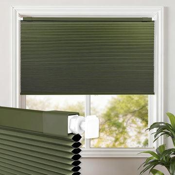 Cordless Blackout Cellular Shades, 16" W x 36" H, Black Gray, Custom Size Honeycomb Blinds for Windows, No Drill No