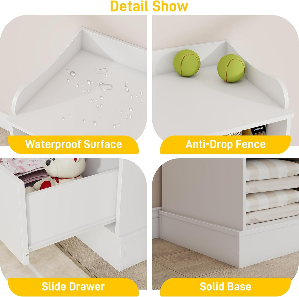 Kids Dresser Cabinet with 7 Drawers, Changing Table , White Chest of Drawers, Baby Dresser, Kids Bedroom Furniture