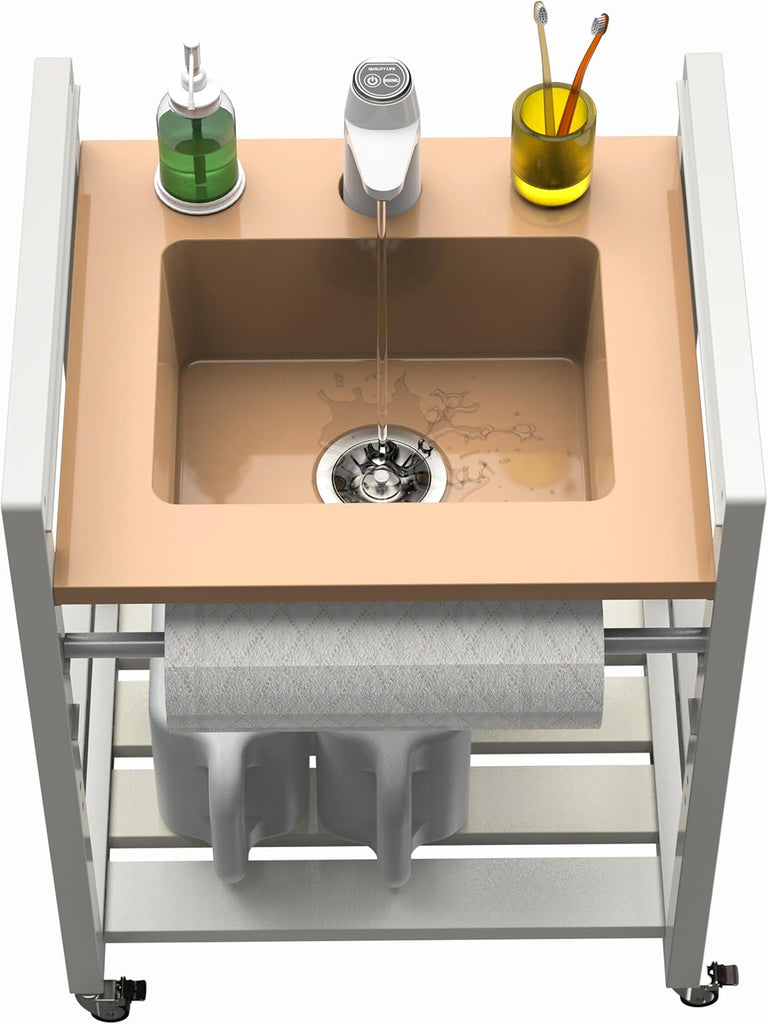 Portable Bathroom Sink Wash Station with Electronic Faucet, Adjustable Height, Dual Water Tanks, Large Capacity for Home, Camping, Art & Pottery Studios