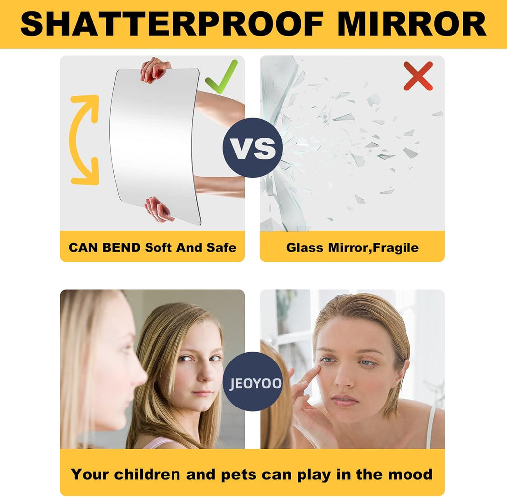 Wall Mirror Full Length, on Door Mirrors, Cheap Mirror Acrylic, shatterproof Gym Mirrors Gym, 8"X8"-4 Pcs, Workout Non