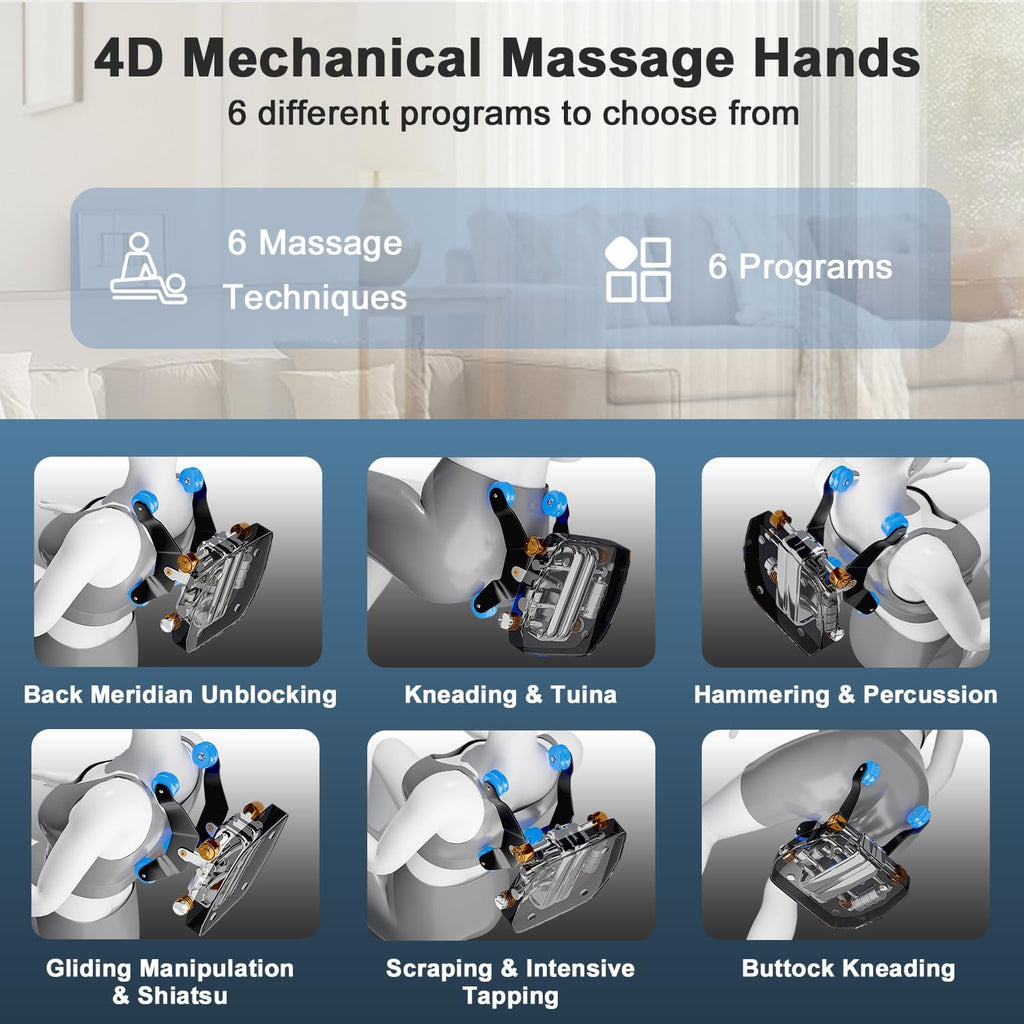 Massage Chair Full Body, Zero Gravity Extended Dual SL-Track Massage Recliner with 4D Mechanical Arms, Full Body