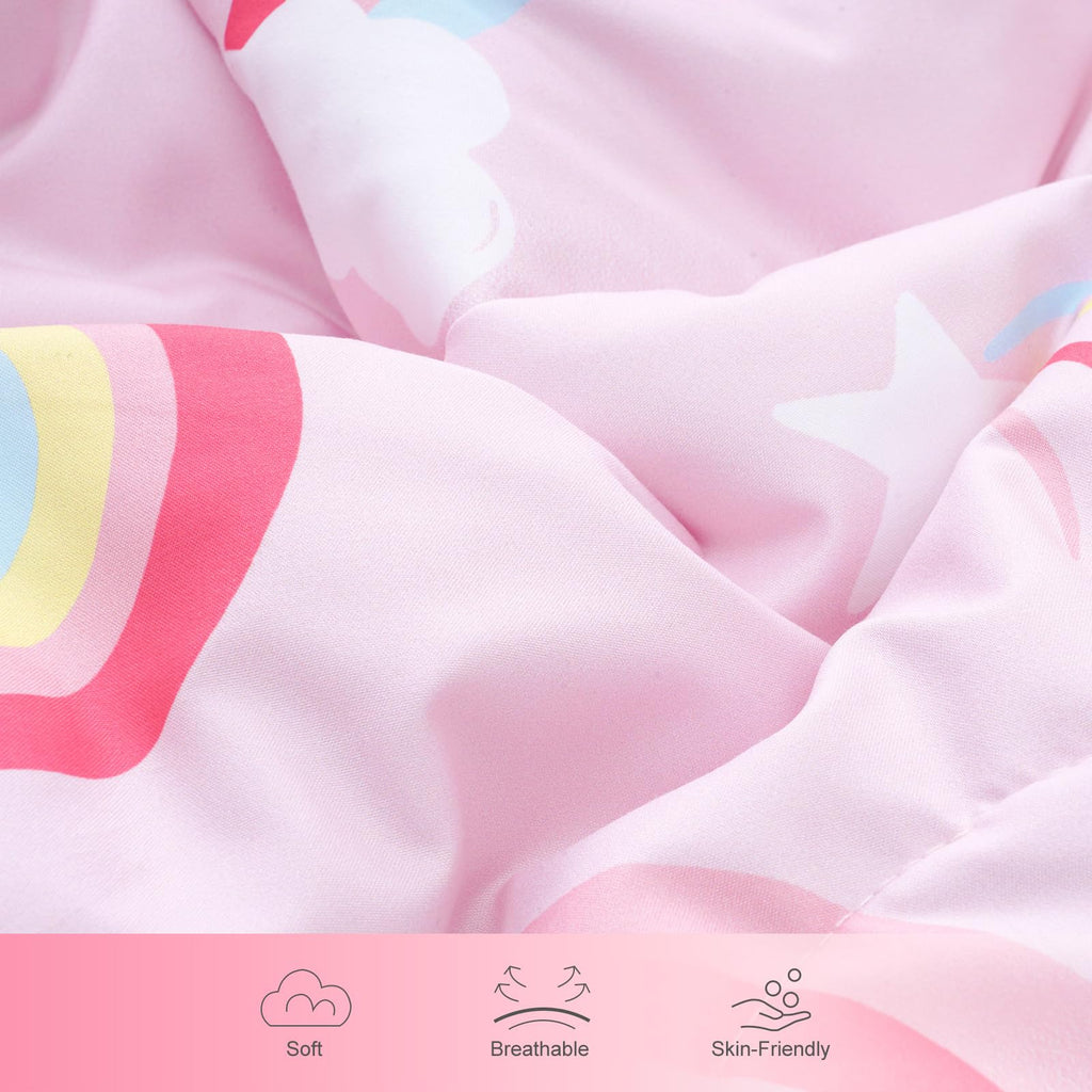 4 Piece Toddler Bedding Set - Soft Breathable Toddler Bedding Set for Girls, Includes Quilted Comforter, Flat Sheet