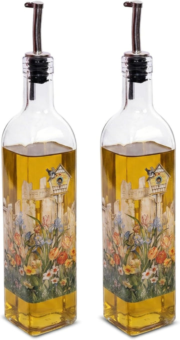 17oz Glass Olive Oil & Vinegar Dispenser Set, Drip-Free - Set of 2