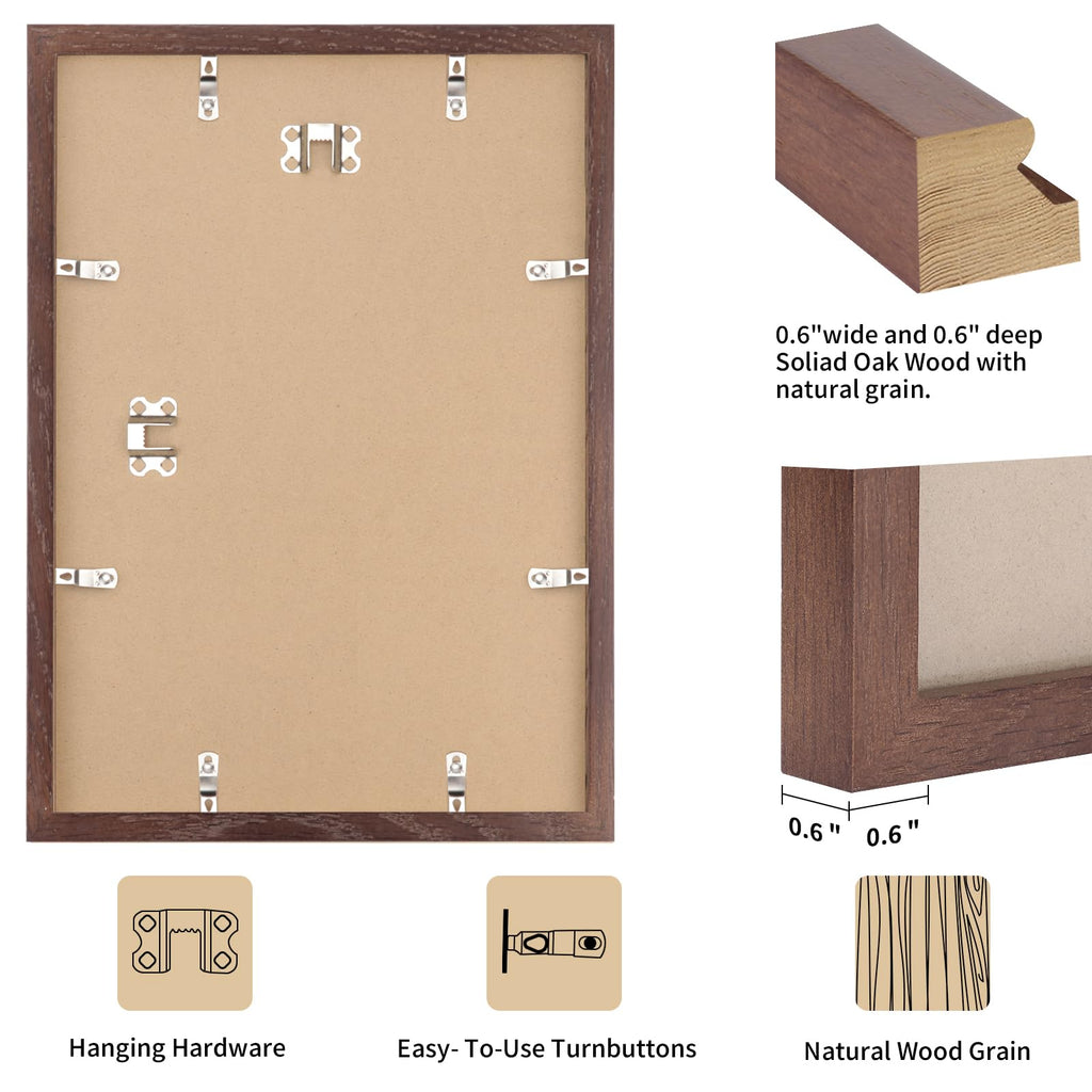 12x18 Solid Oak Wood Picture Frame, Walnut, 1 Pack