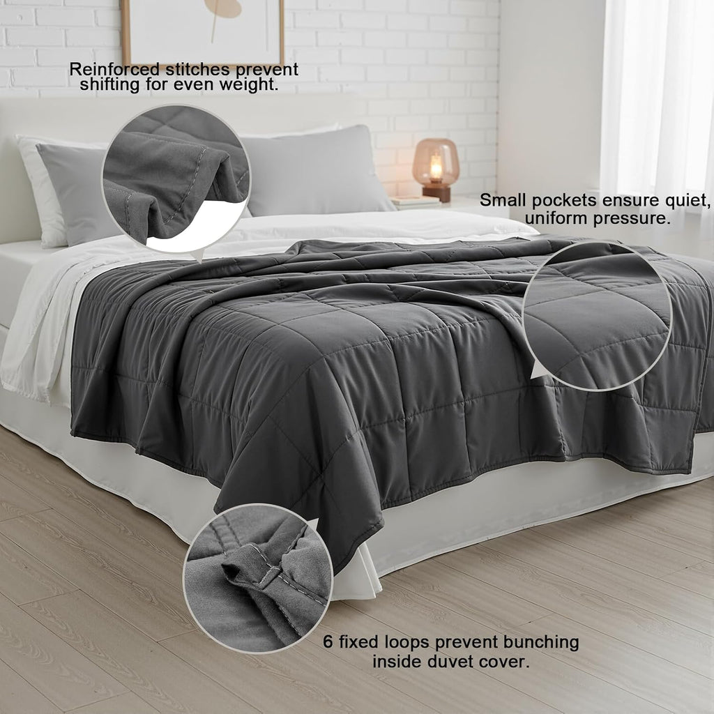Weighted Blanket(48"x72",15lbs Grey) Full Soft Cooling Heating Heavy Blanket for Sleeping, Breathable Blanket with