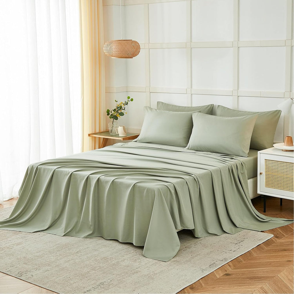 Sheets Set 6 Piece,Hotel Luxury Super Soft 1800 Series Microfiber Bed Sheets Set-Wrinkle Free