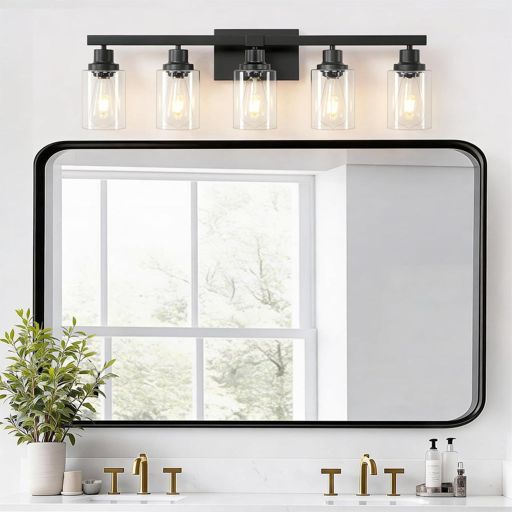 5-Light Black Bathroom Vanity Light, Modern Vanity Lighting Fixture , 31" Matte Light Fixture, Wall Sconces with