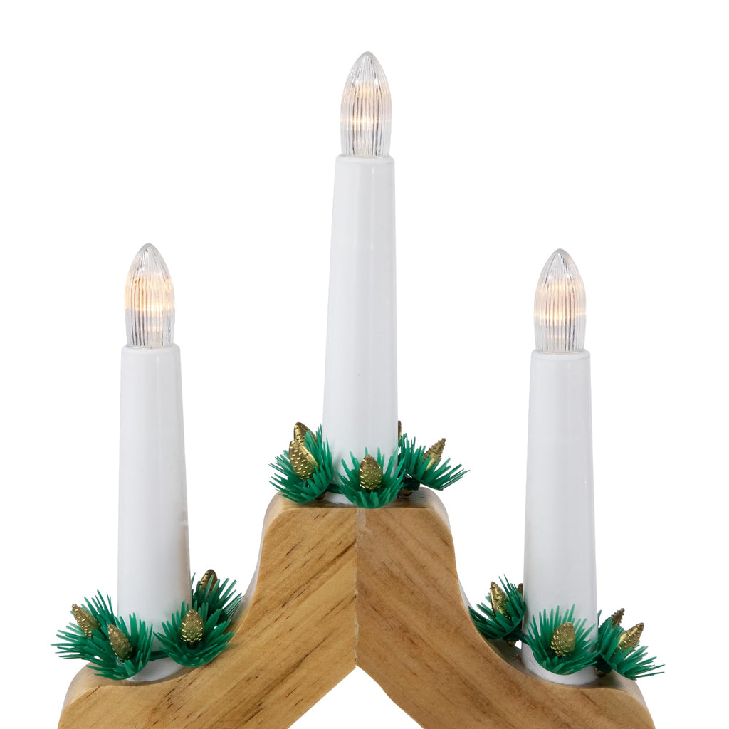 LED Lighted Christmas Candelabra Bridge - 13" - Wood